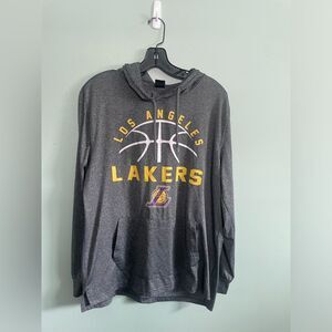 NBA Ultra Game Grey LA Lakers Thin Hooded Pullover Sweatshirt SZ M